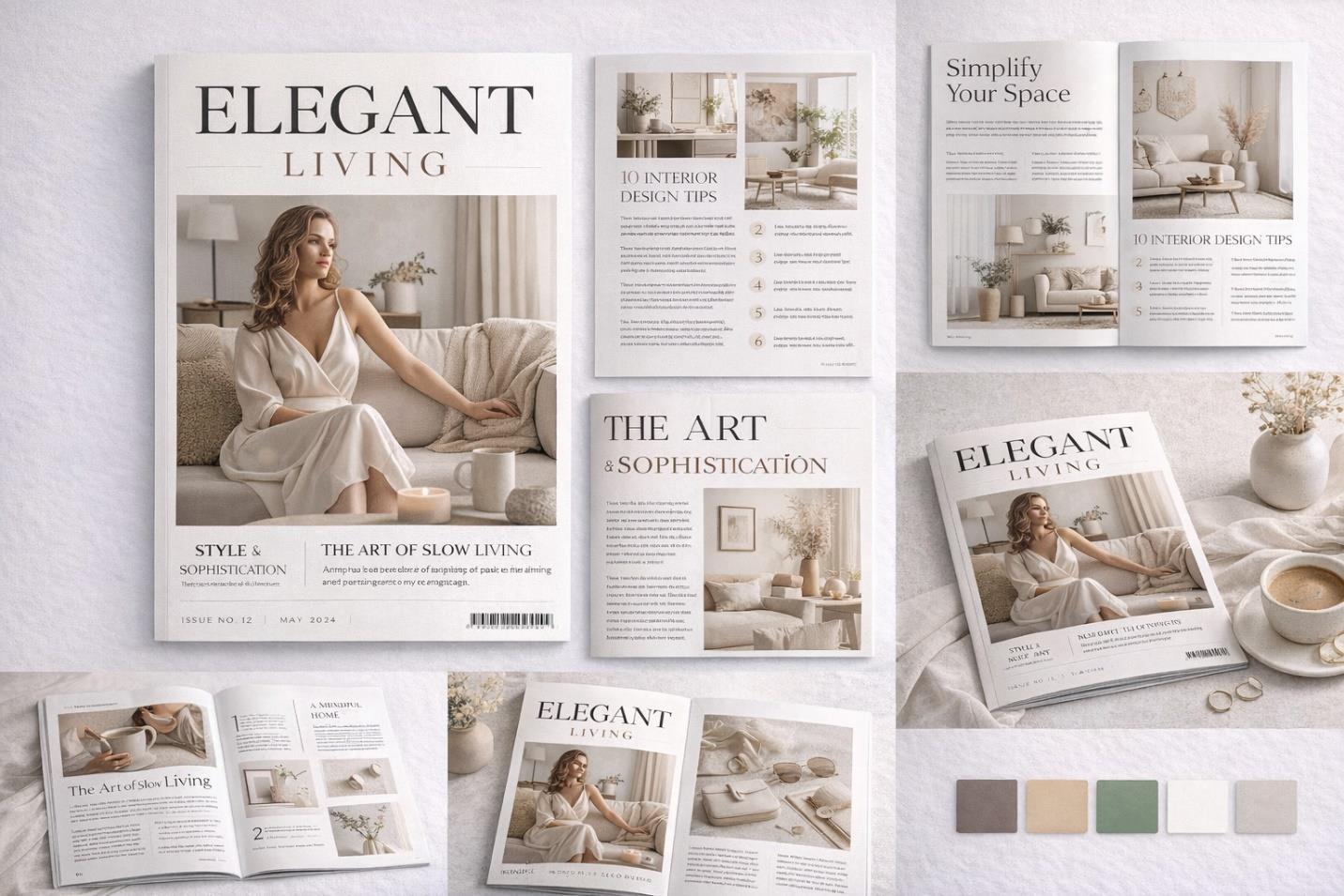 Elegant Living – Luxury Lifestyle Editorial Design — editorial layout system by Lucky's Digitals